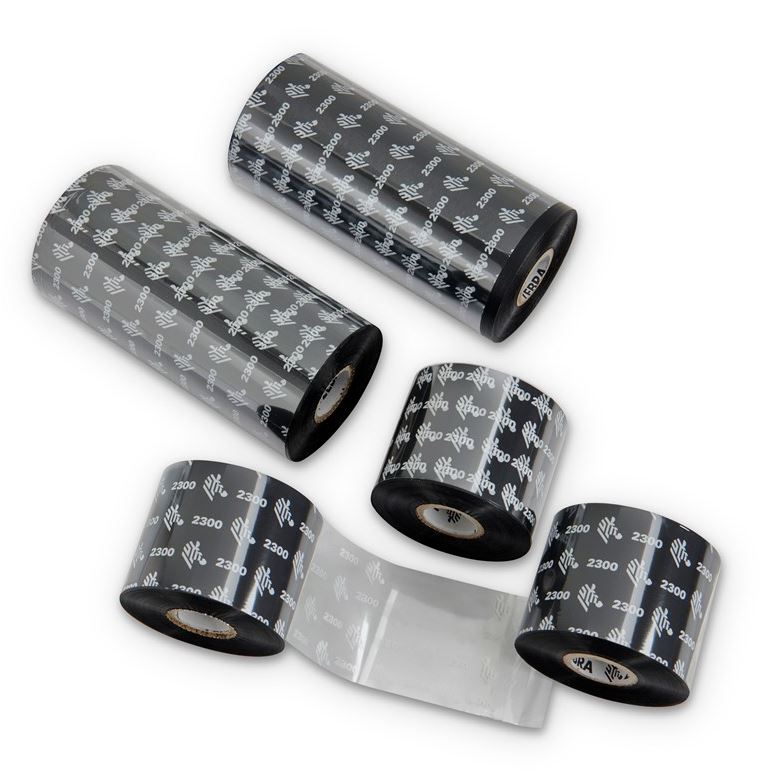 02300GS06407 Zebra 2300 European Wax 64mm x 74m Ribbon, 12mm core, 12/box