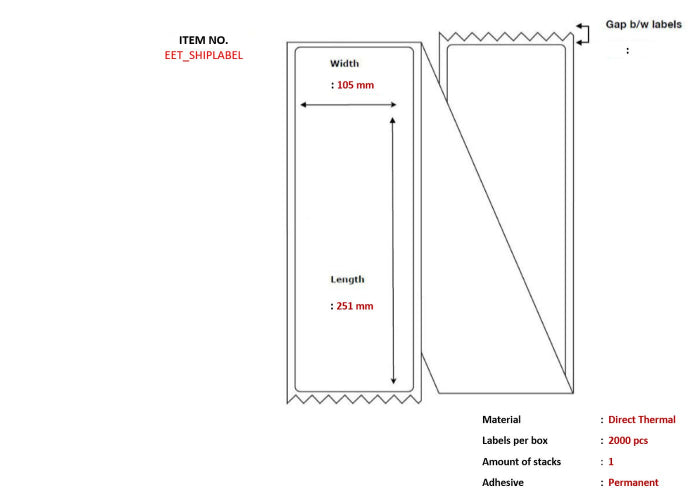 104403 Capture White Direct Thermal Fanfold Label, 105 x 251 mm, Permanent