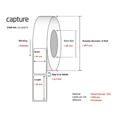 CA-LB3069 Capture White Direct Thermal Label, 50 x 30 mm, Permanent