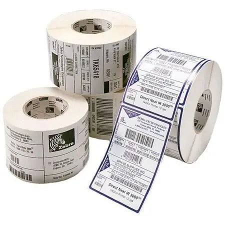 Zebra PolyPro 4000D 50.8 x 50.8mm Direct Thermal Mobile Printer Labels, Coated, Permanent Adhesive, 19mm Core, Perforation and Black Mark