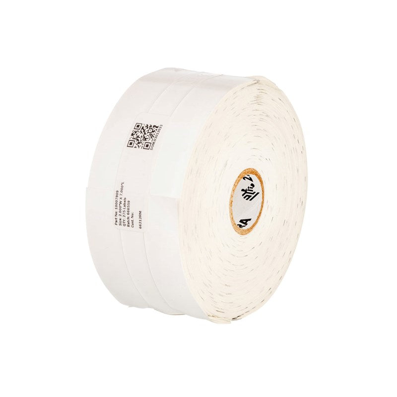 10007909 Zebra Z-Band Direct Soft Infant Wristband, Synthetic, 2x7in (50.8x177.8mm); DT, Lam 65843RM / 66213RM, Coated, 1in (25.4mm) core, 275/roll, 6/box. Black mark sensing.