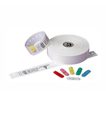 Zebra Z-Band Adult QuickClip White Wristbands Cartridge, 30.16 x 279.4mm, 1" ID and 5" OD